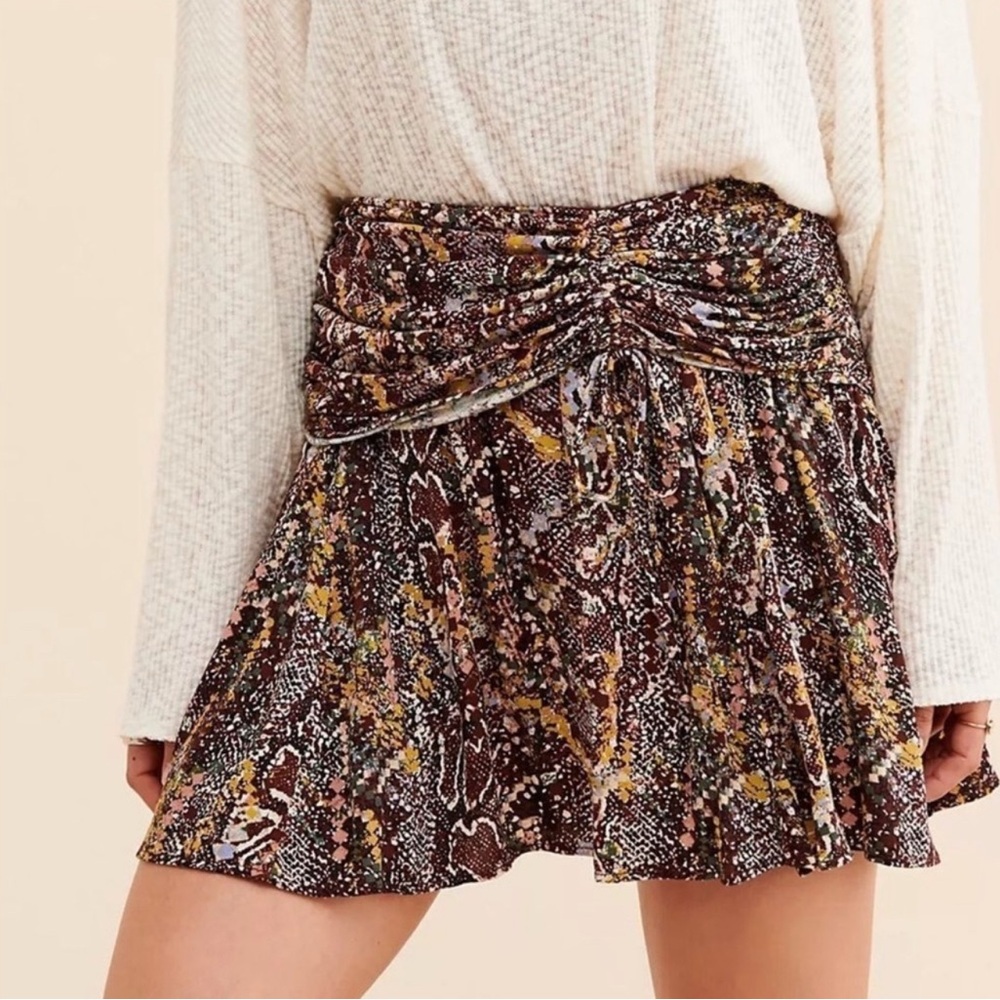 Free People | Saturday Sunday Brown Snake Skin Print Skirt